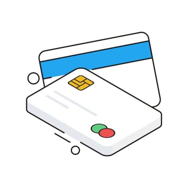 Isometric credit card icon for secure payment methods.