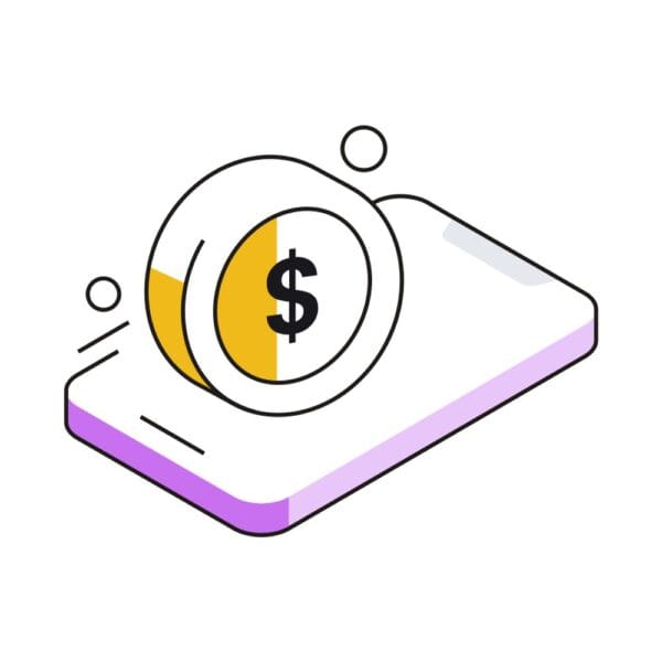 Isometric mobile banking icon for online financial transactions.