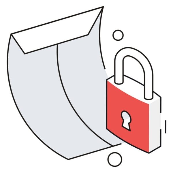 An icon of a locked file folder representing confidentiality and secure data.