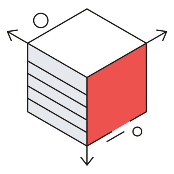 Three dimensional object icon symbolizing creative outputs of 3D printing.