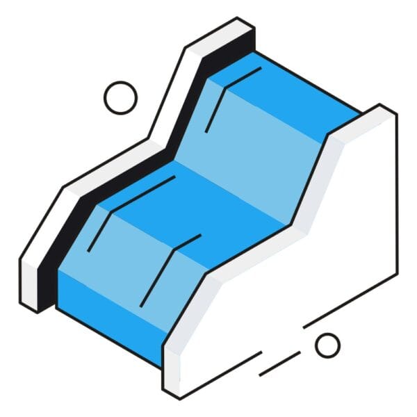 Isometric design of a hydroelectric dam for renewable energy themes.