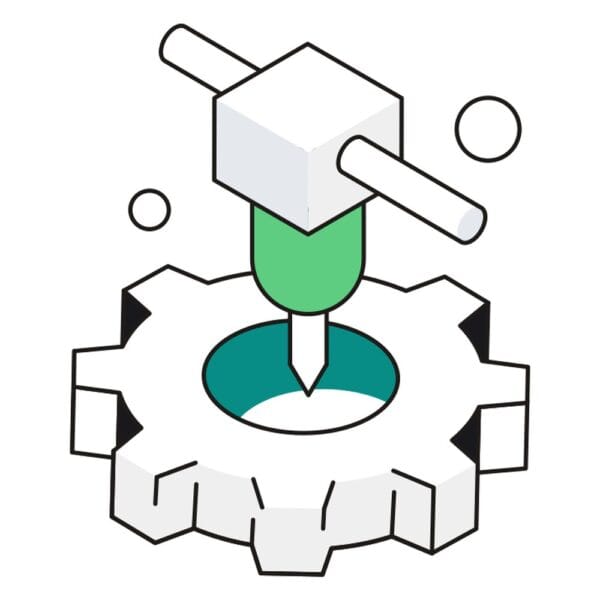 Engineering parts icon symbolizing customized manufacturing using 3D printing.