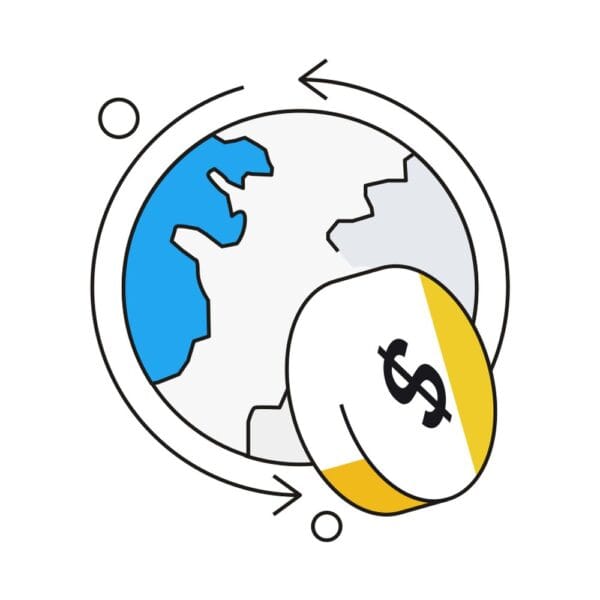 Isometric global economy icon for worldwide financial trends.