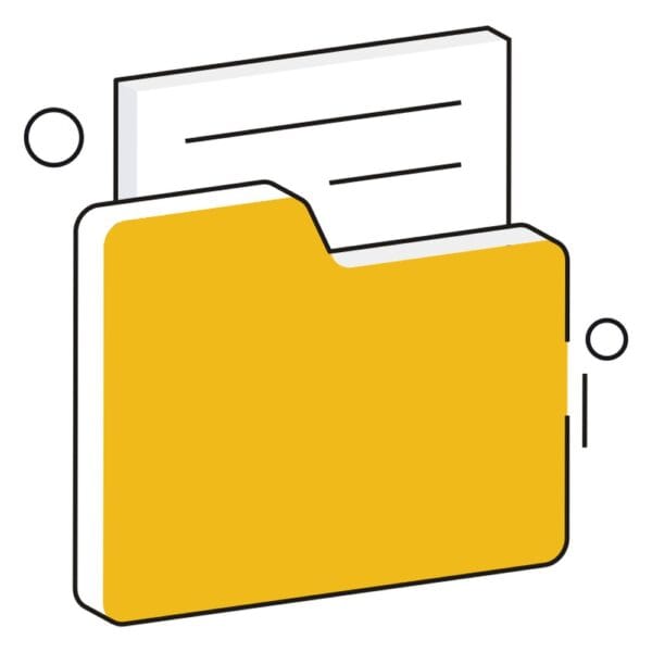 An icon of archives with organized files, representing file storage.