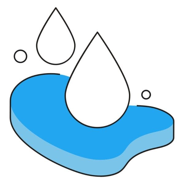 Representation of a water droplet in isometric style for conservation themes.