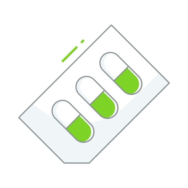 Medical pill icon representing treatment, recovery, and healthcare.