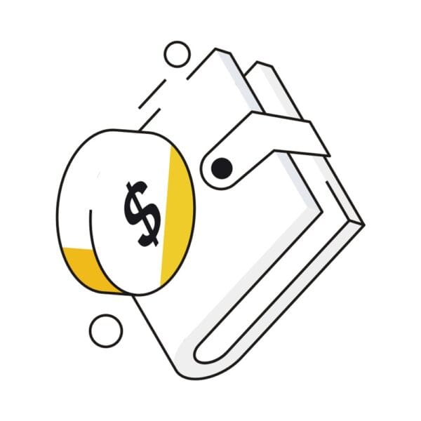 Isometric wallet icon for managing personal finances.