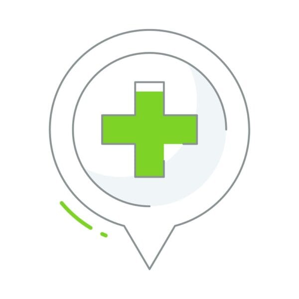 Medical location marker icon representing healthcare facilities and hospitals.