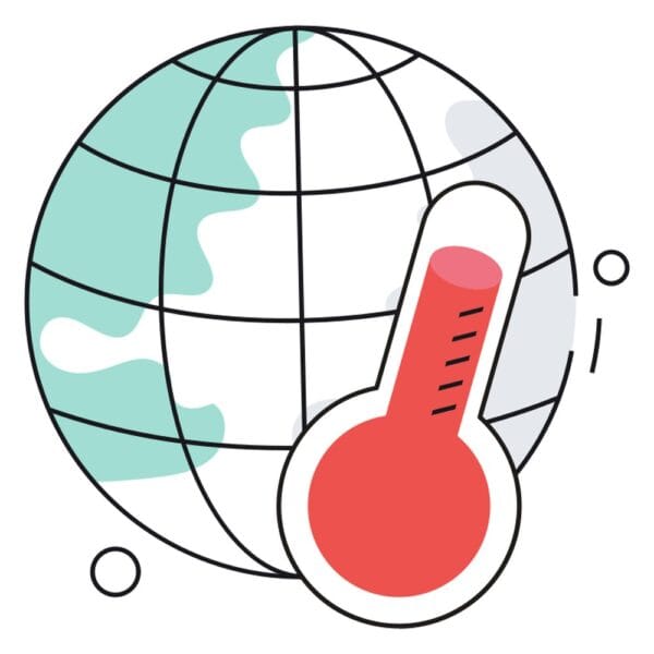 Illustration of global warming effects in isometric style for awareness themes.