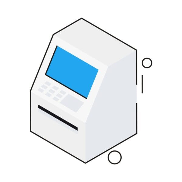 Isometric ATM machine icon for easy cash transactions.