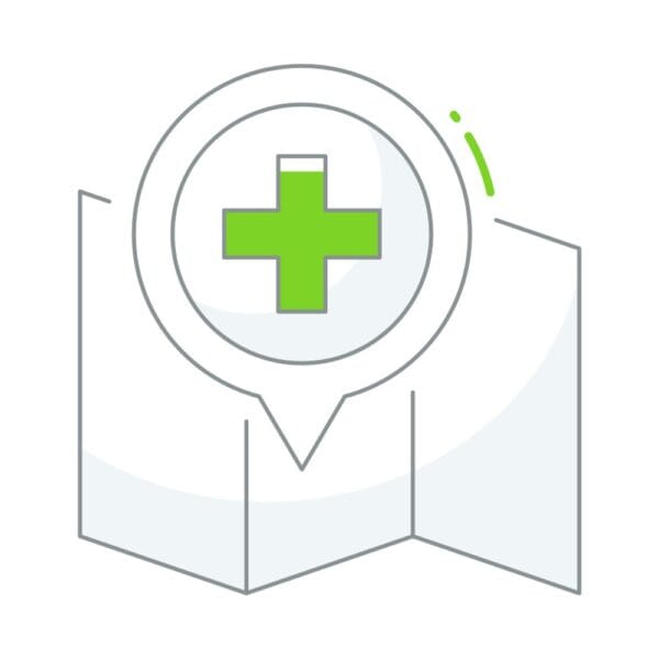 Location icon representing healthcare facilities such as clinics and hospitals.