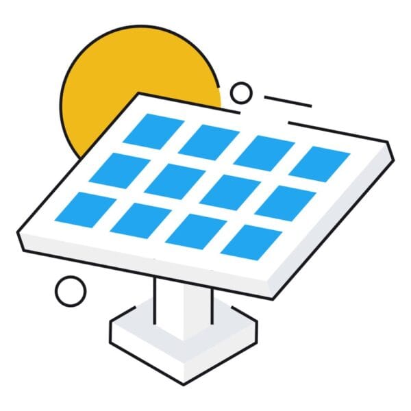 Illustration of a solar panel in isometric style for renewable energy themes.