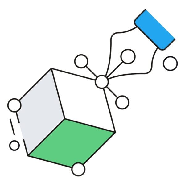 Modelling icon symbolizing creative processes in 3D printing projects.