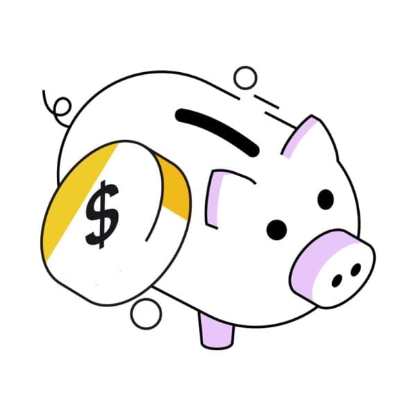 Isometric piggy bank icon for saving money securely.