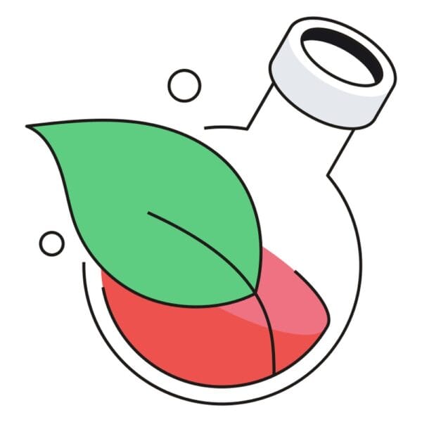 Illustration of a plant test tube in isometric style for biology and eco-research themes.