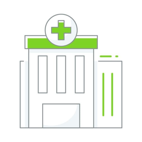 Medical clinic icon symbolizing healthcare facilities and services.