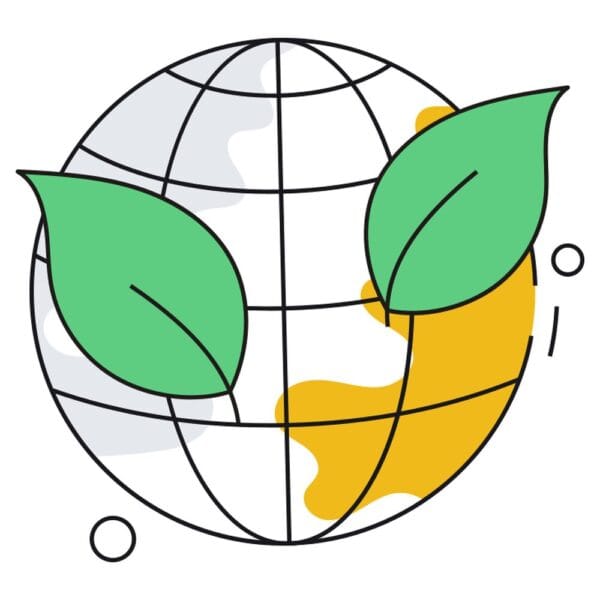 Illustration of a globe with a plant in isometric style for eco-awareness themes.