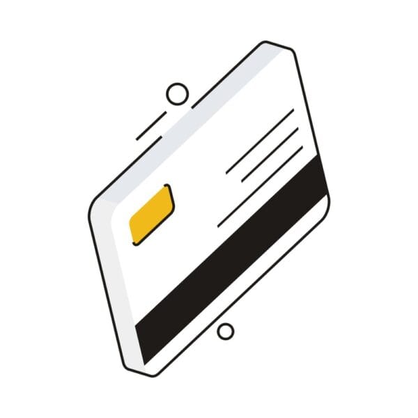 Isometric credit cards icon for secure online purchases.