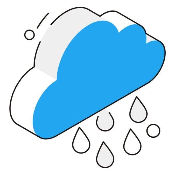 Illustration of a rain cloud in isometric style for ecological themes.