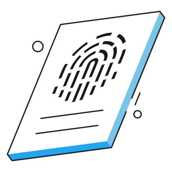 An icon of a fingerprint, symbolizing identity and security verification.