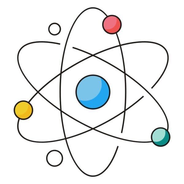 Illustration of nuclear energy in isometric style for renewable energy themes.