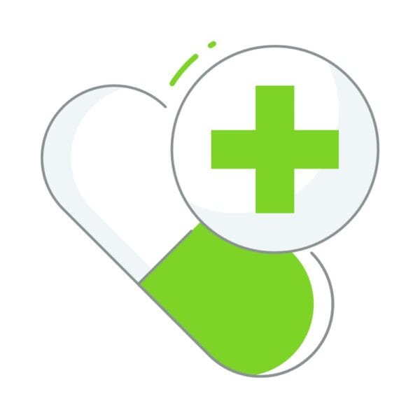 Drug icon symbolizing pharmaceuticals and patient treatments in healthcare.