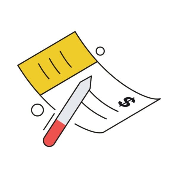 Isometric bank cheque icon for secure transactions.