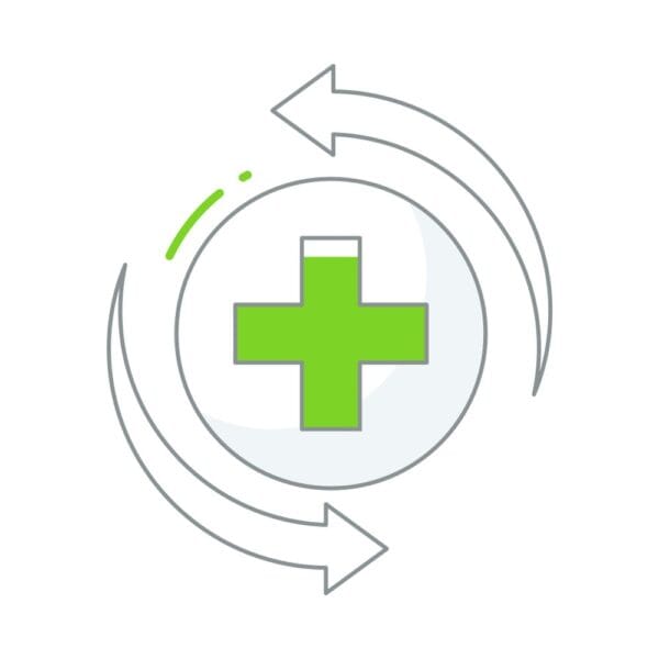 Recovery icon symbolizing post-treatment healing and patient care.