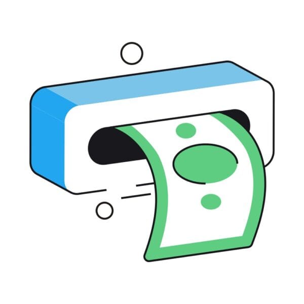 Isometric withdraw funds icon for ATM banking services.