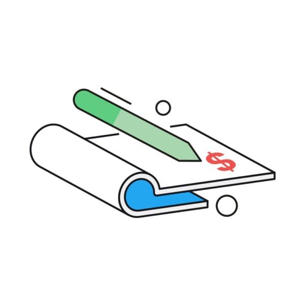 Isometric cheque payment icon for secure financial transactions.