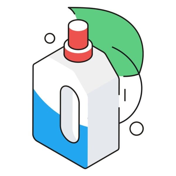 Illustration of an eco bathroom cleaner in isometric style for sustainable cleaning.